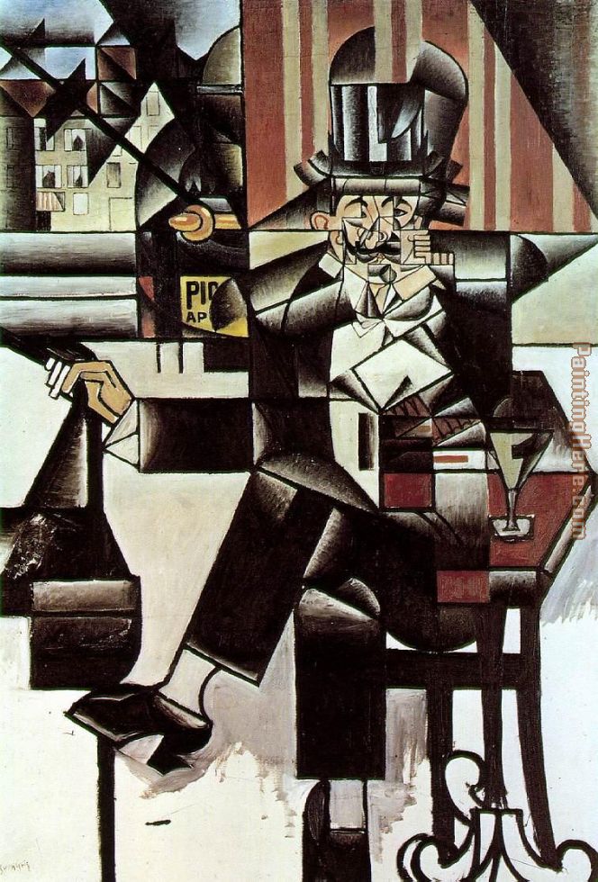 Man in the Cafe painting - Juan Gris Man in the Cafe art painting